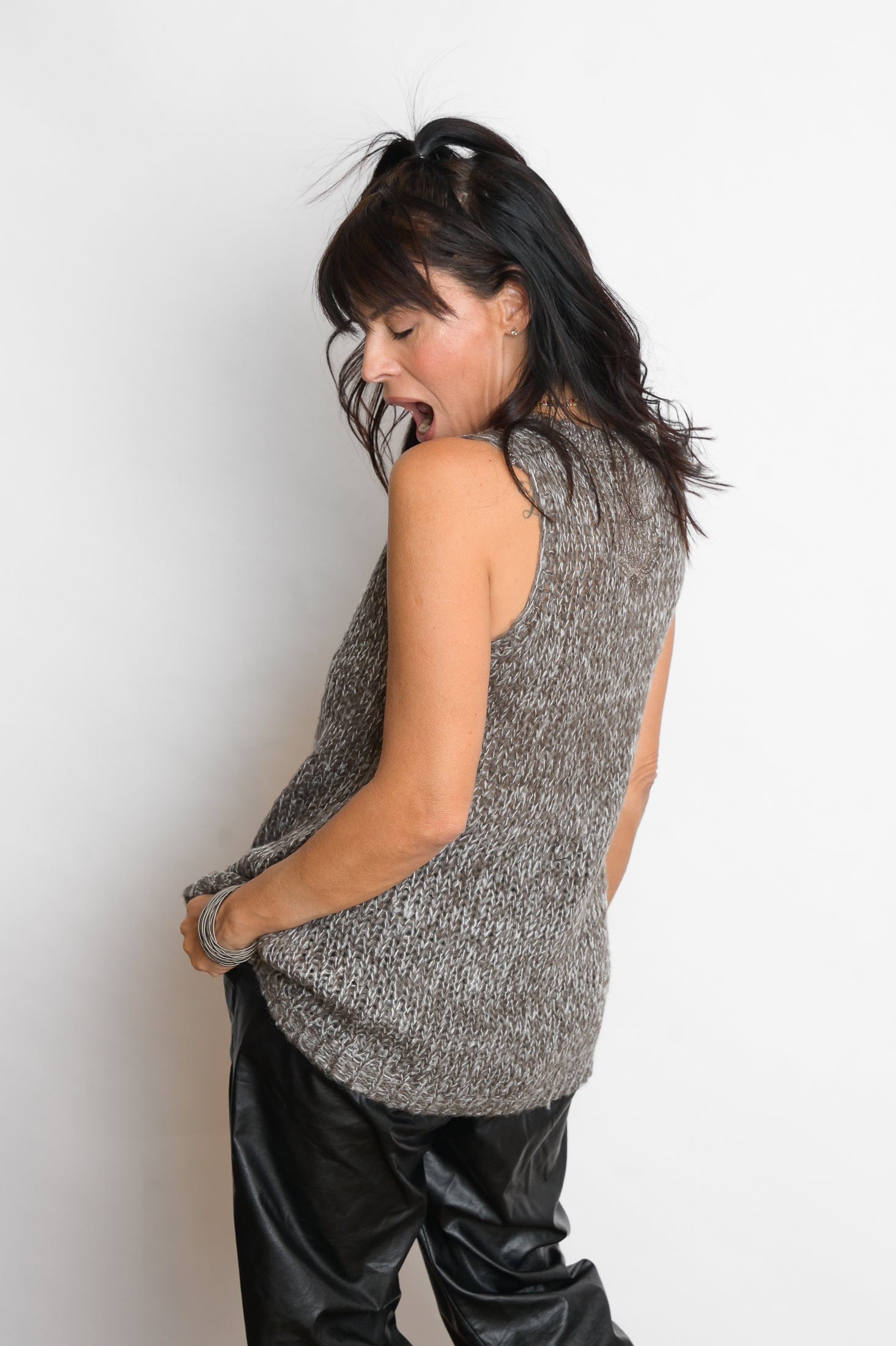 LOS  אפודה סריג מלאנז׳ image 7