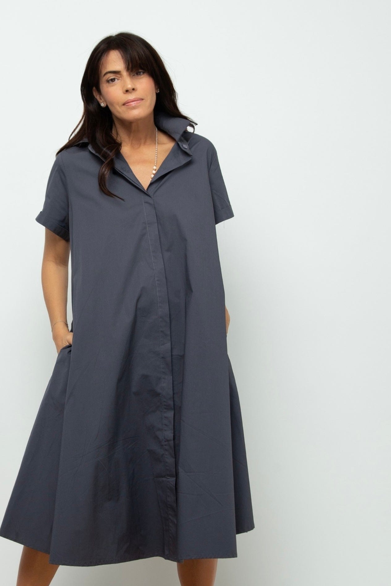 THREE  שמלה אוברסייז אפור סגול image 0