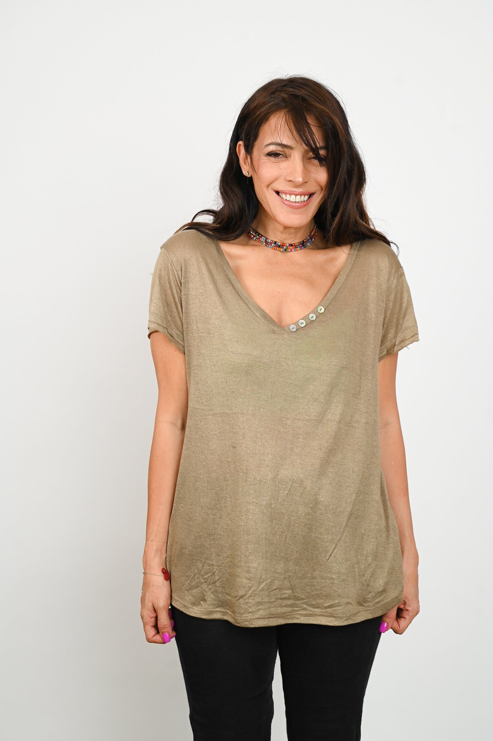 STREET חולצה בצבע ירוק זית image 11