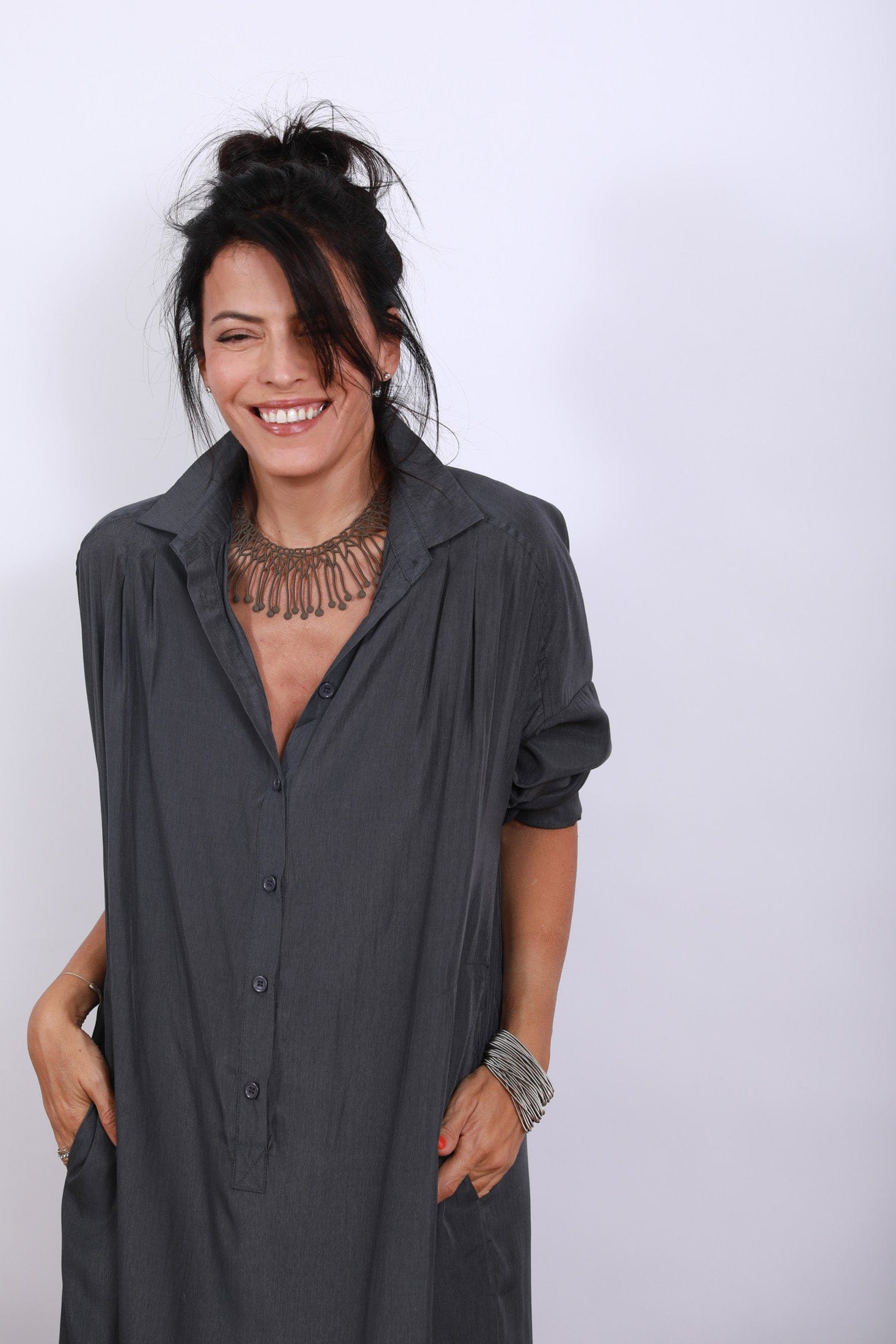 DEMON שמלה אפורה מקסי image 0