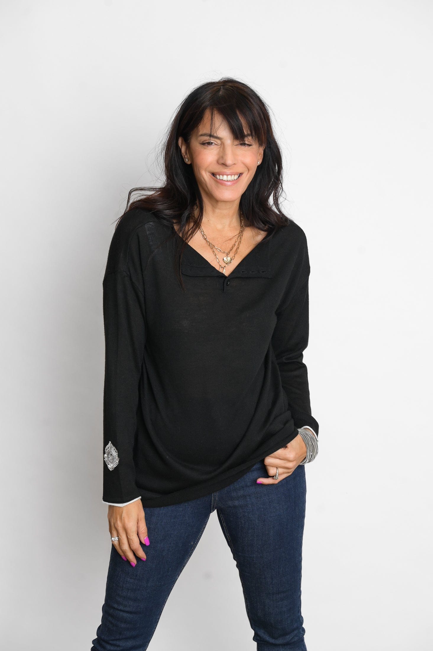 TILOS סריג כפתורים שחור image 9