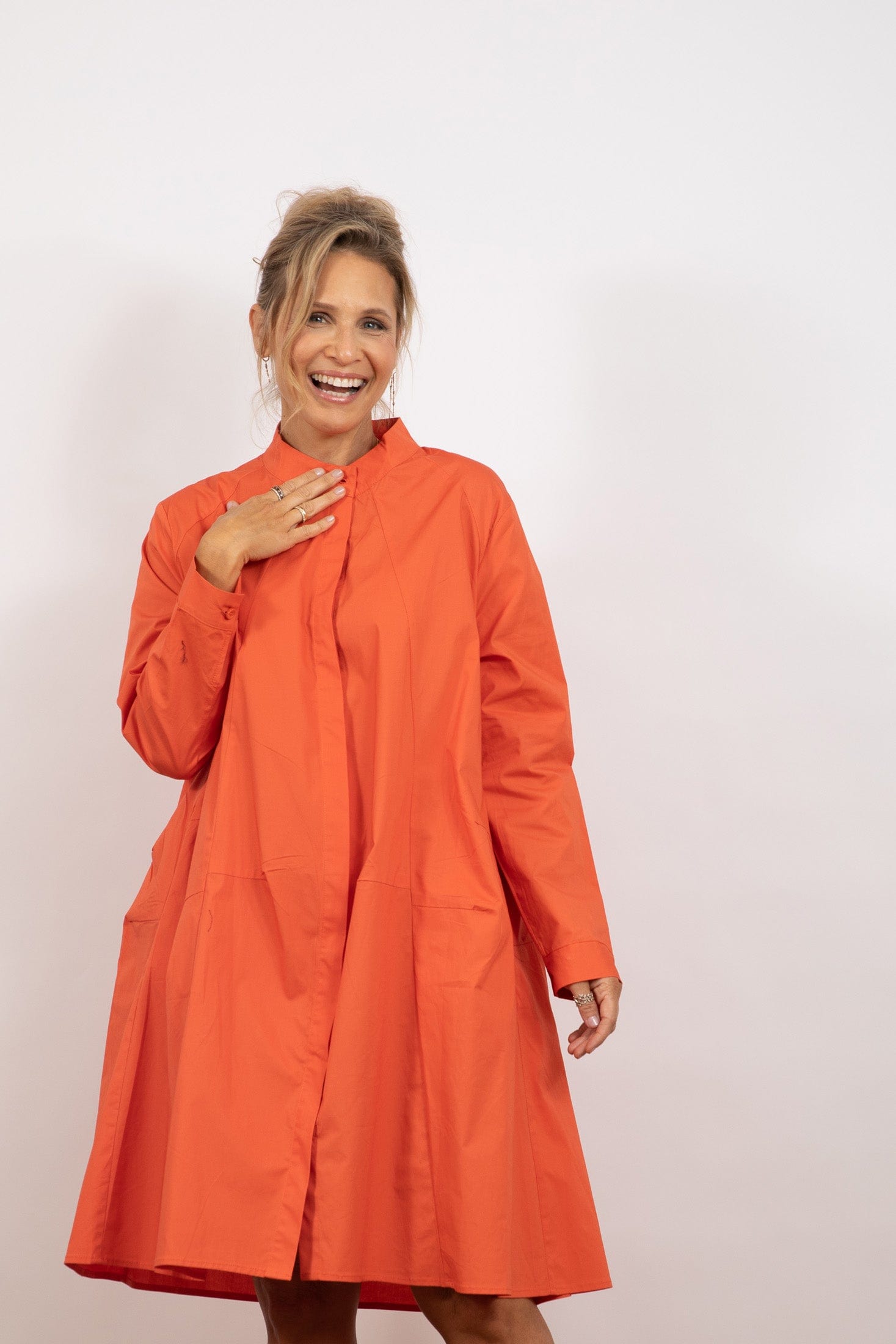 C DREES שמלה כתומה ג'קט אוברסייז image 5