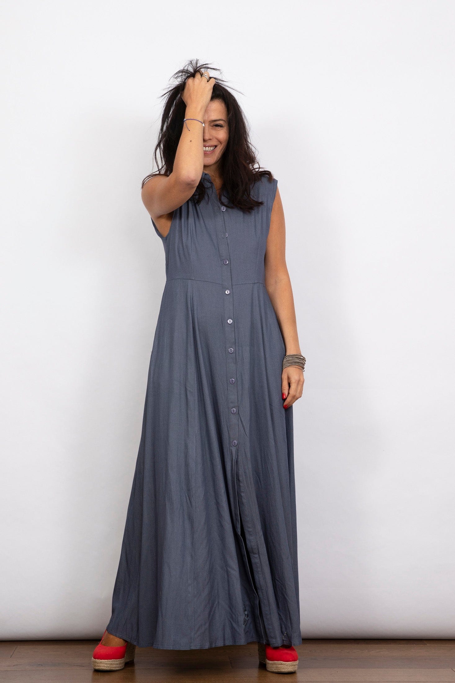 LIMA שמלה מקסי כפתורים image 3