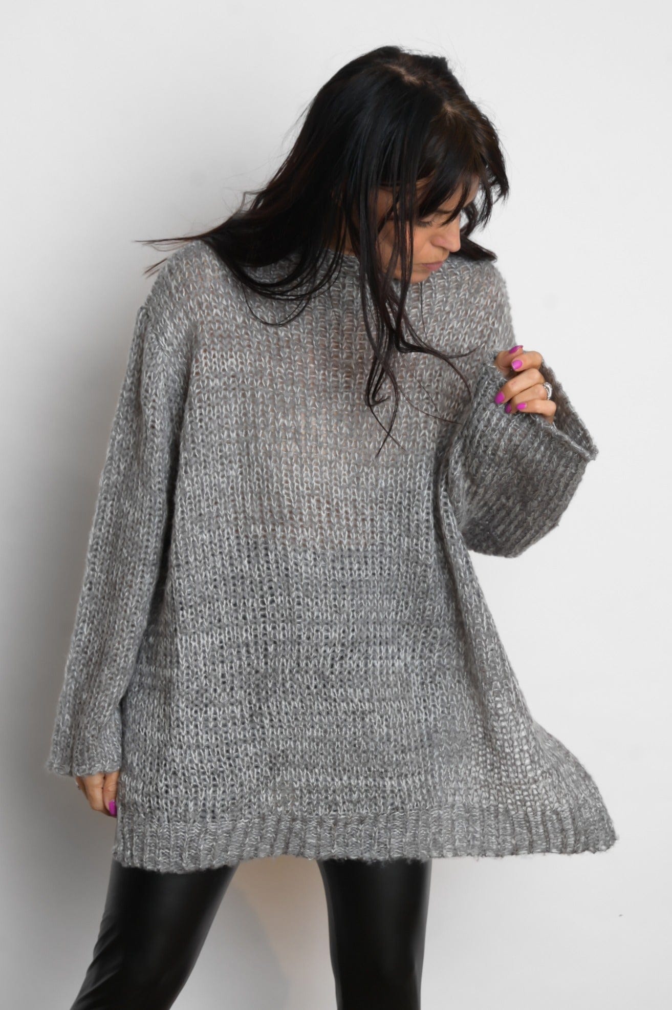 KEA  טוניקה סריג אוברסייז אפורכהה לבן image 1