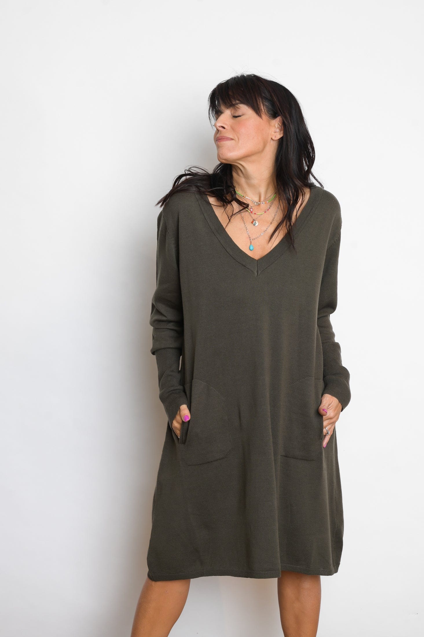 EVIA שמלת סריג מיני ירוק image 4