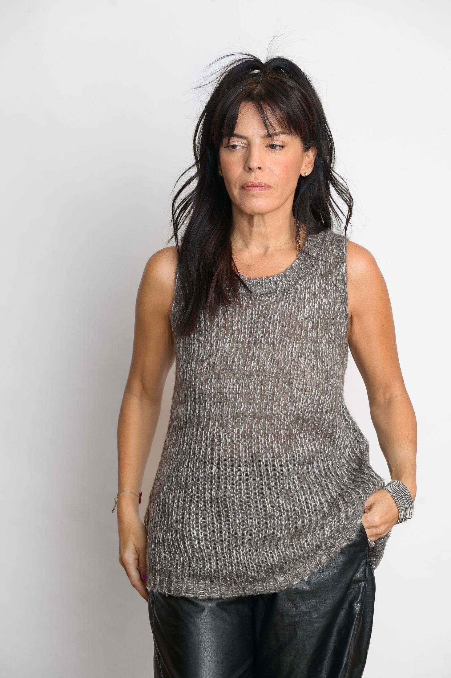 LOS  אפודה סריג מלאנז׳ image 2