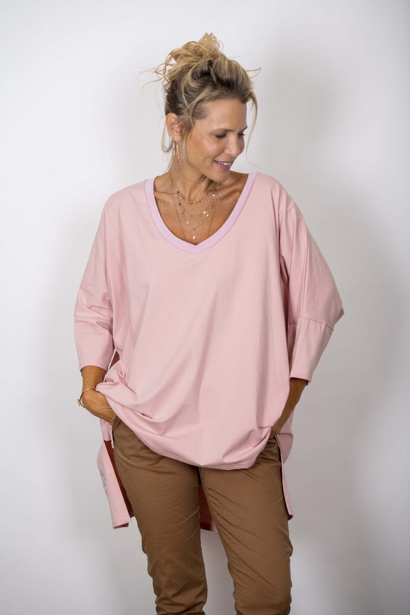 SHIN V חולצה ורודה אוברסייז