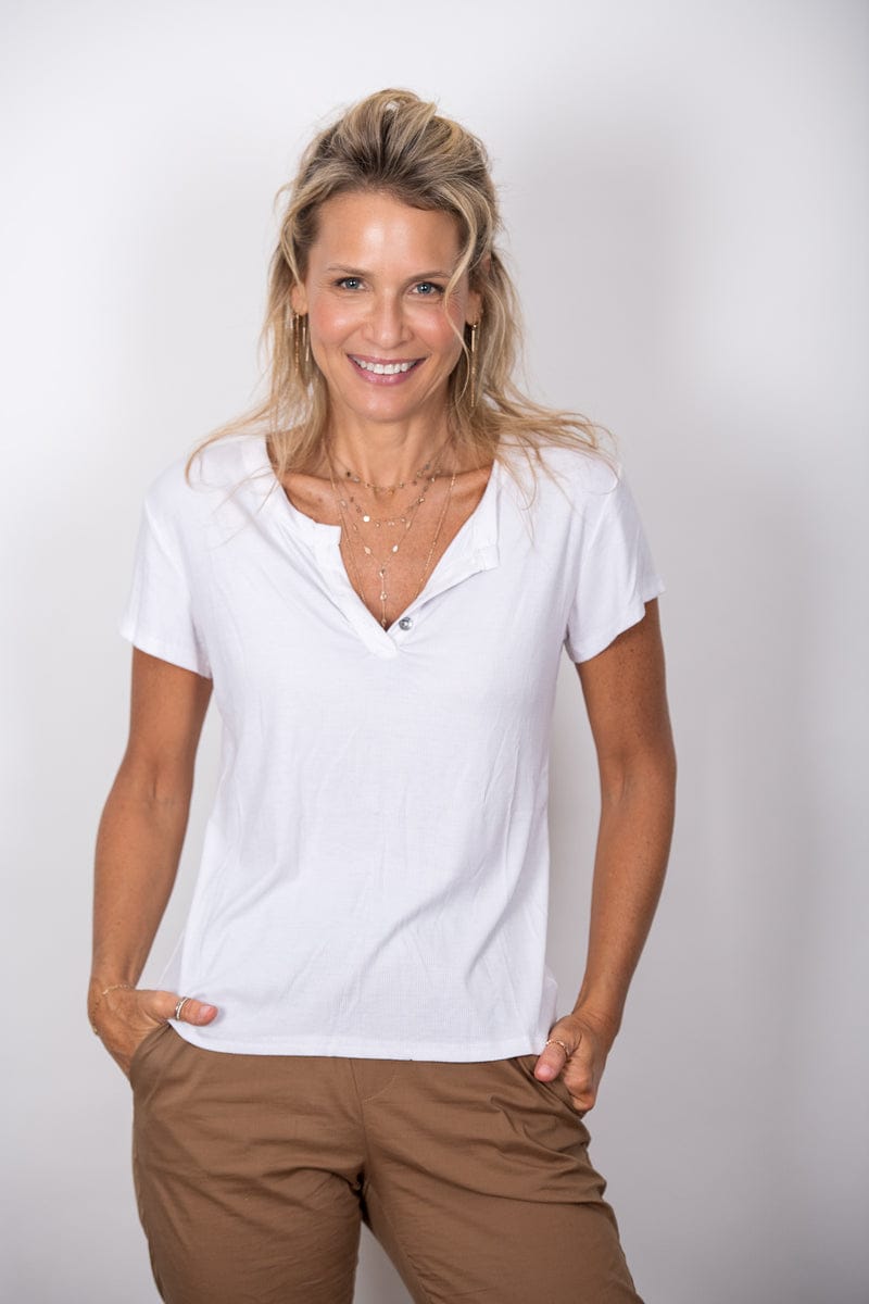 SISLEY חולצת כפתורים לבנה