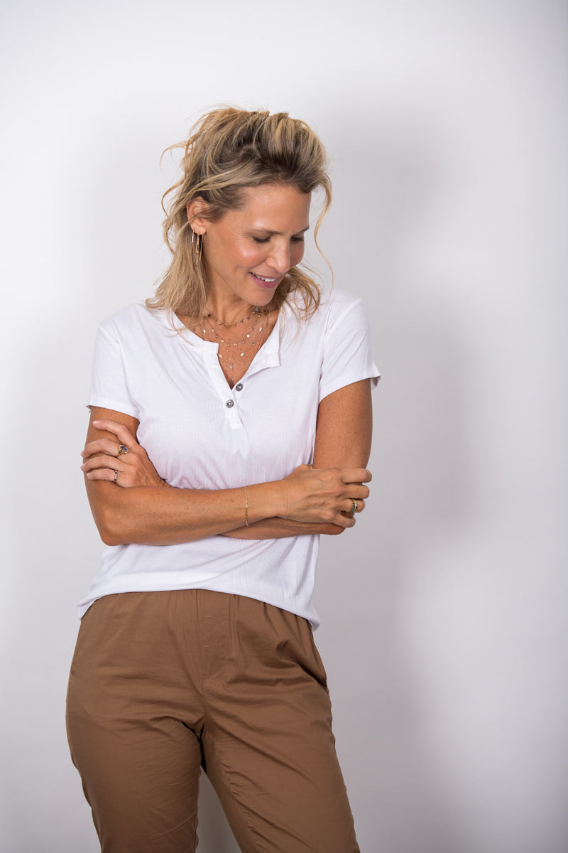 SISLEY חולצת כפתורים לבנה