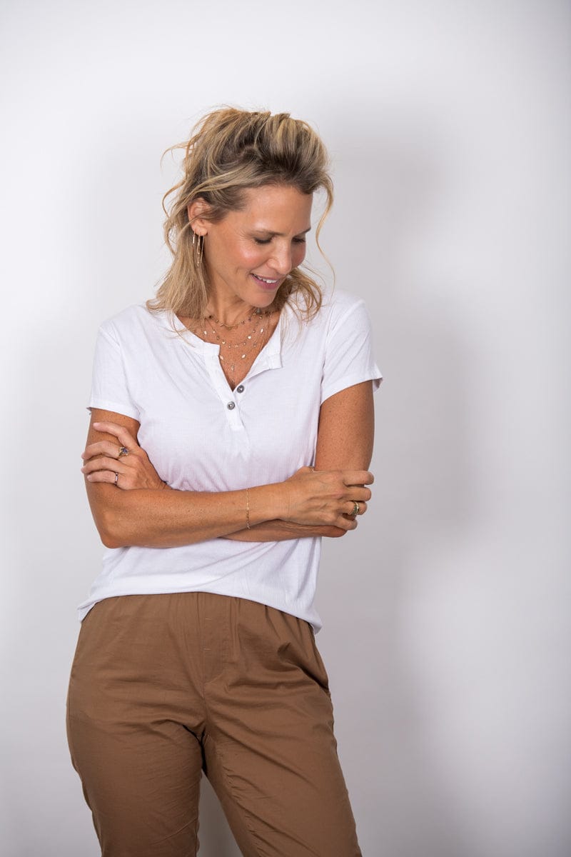 SISLEY חולצת כפתורים לבנה