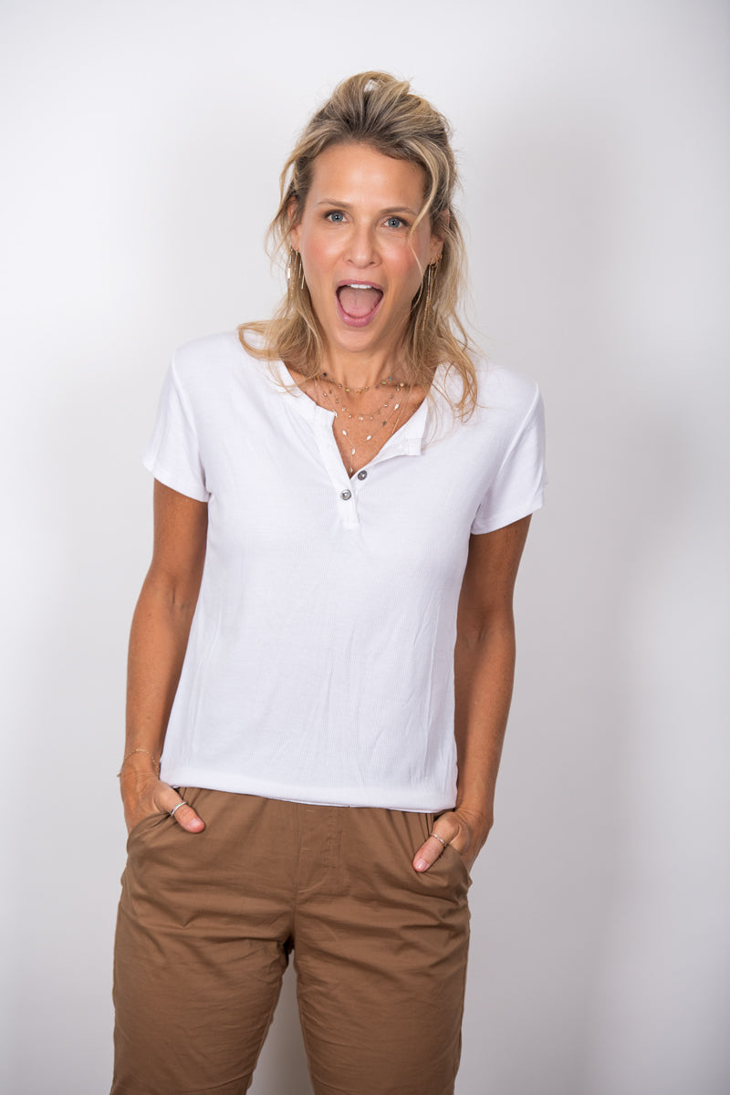 SISLEY חולצת כפתורים לבנה