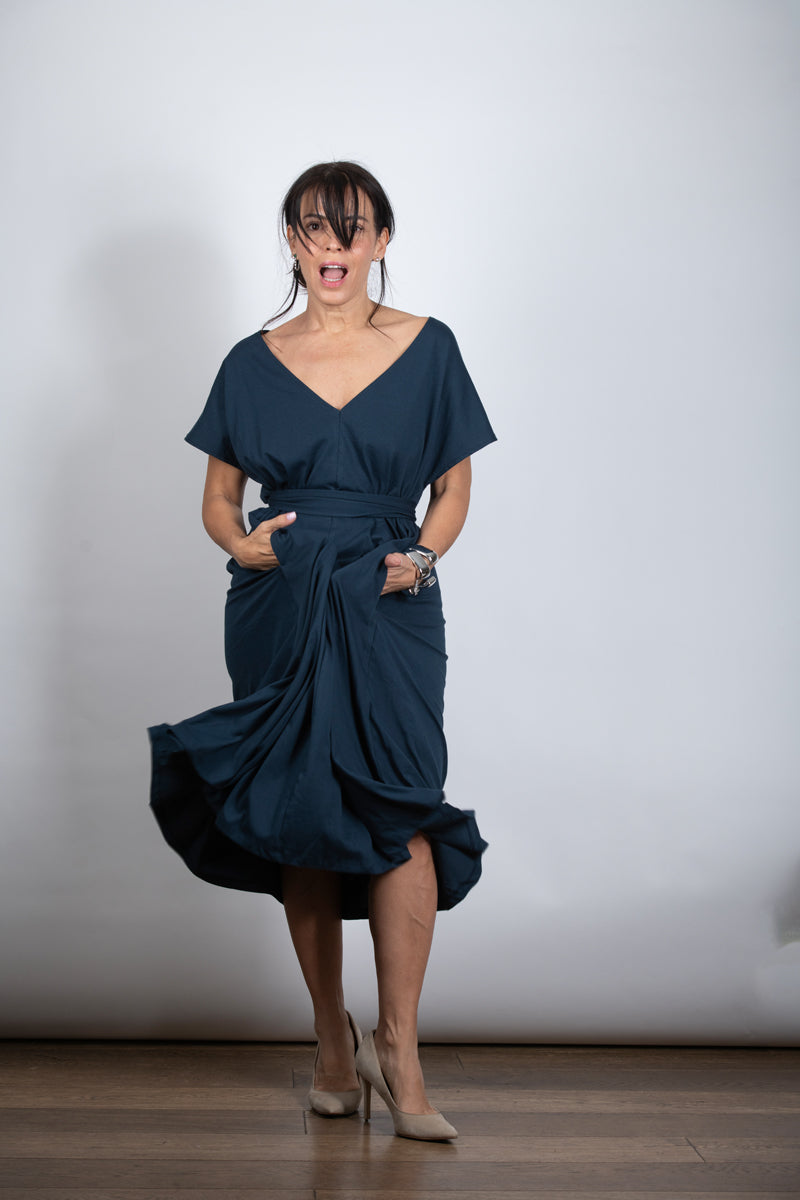 MERESLS שמלה כחולה אוברסייז