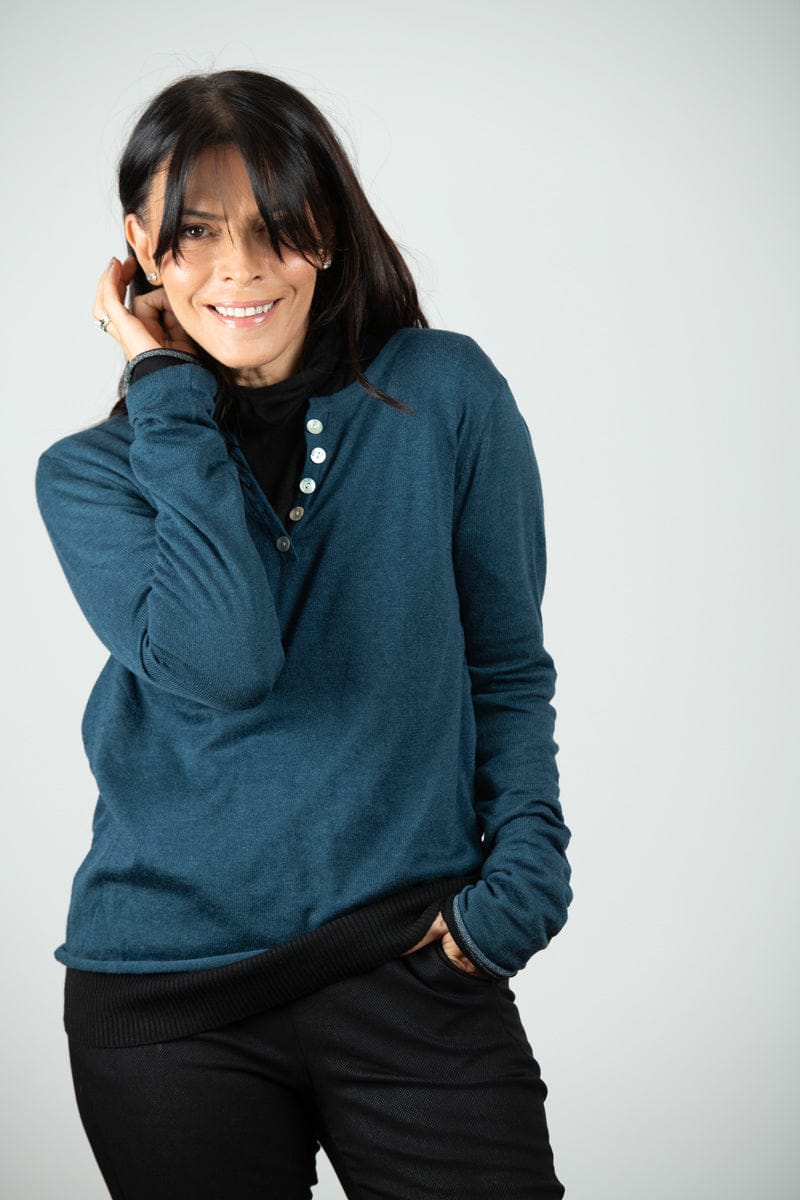 ECHO סריג כפתורים כחול