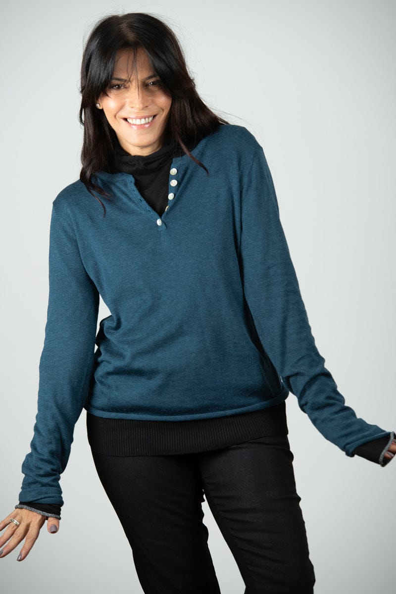 ECHO סריג כפתורים כחול