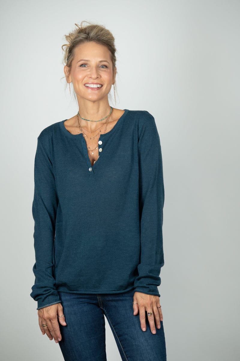 ECHO סריג כפתורים כחול