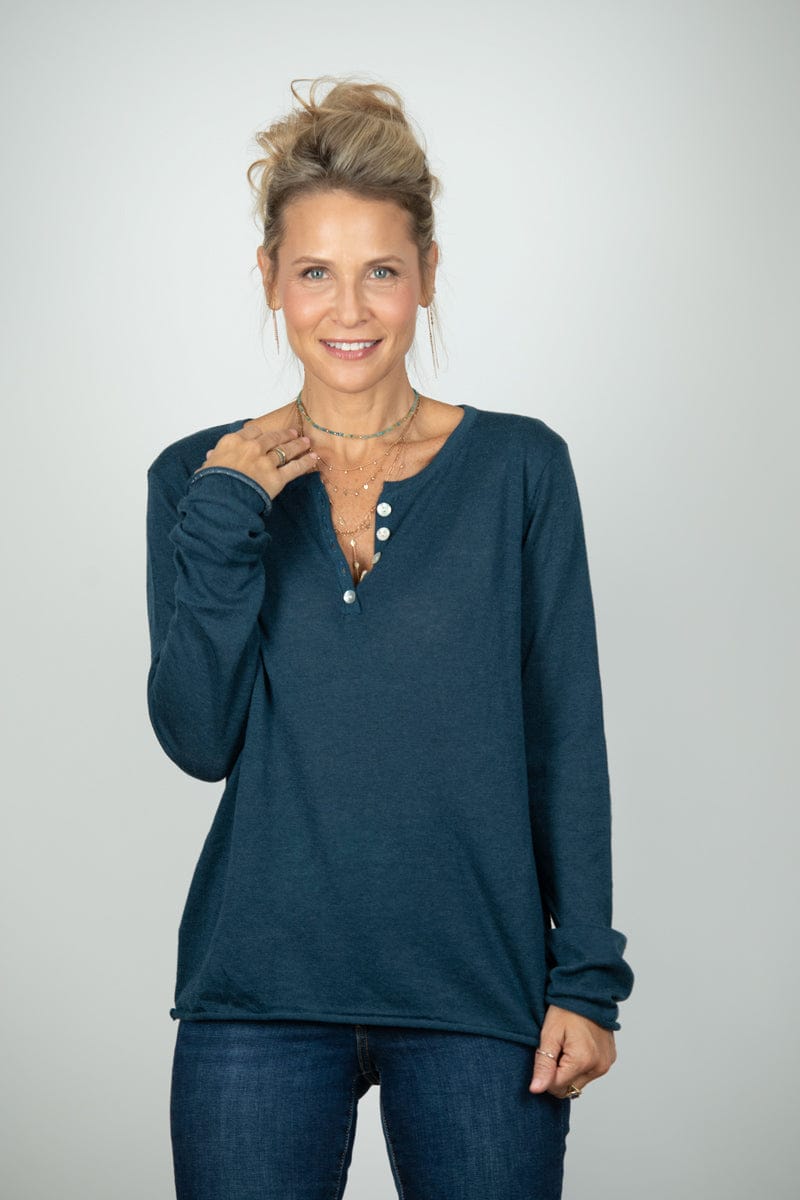 ECHO סריג כפתורים כחול