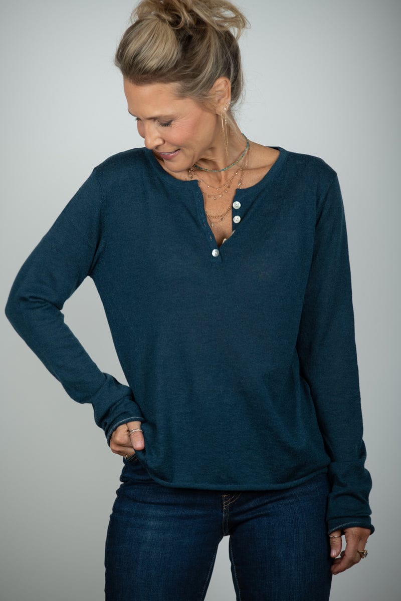 ECHO סריג כפתורים כחול