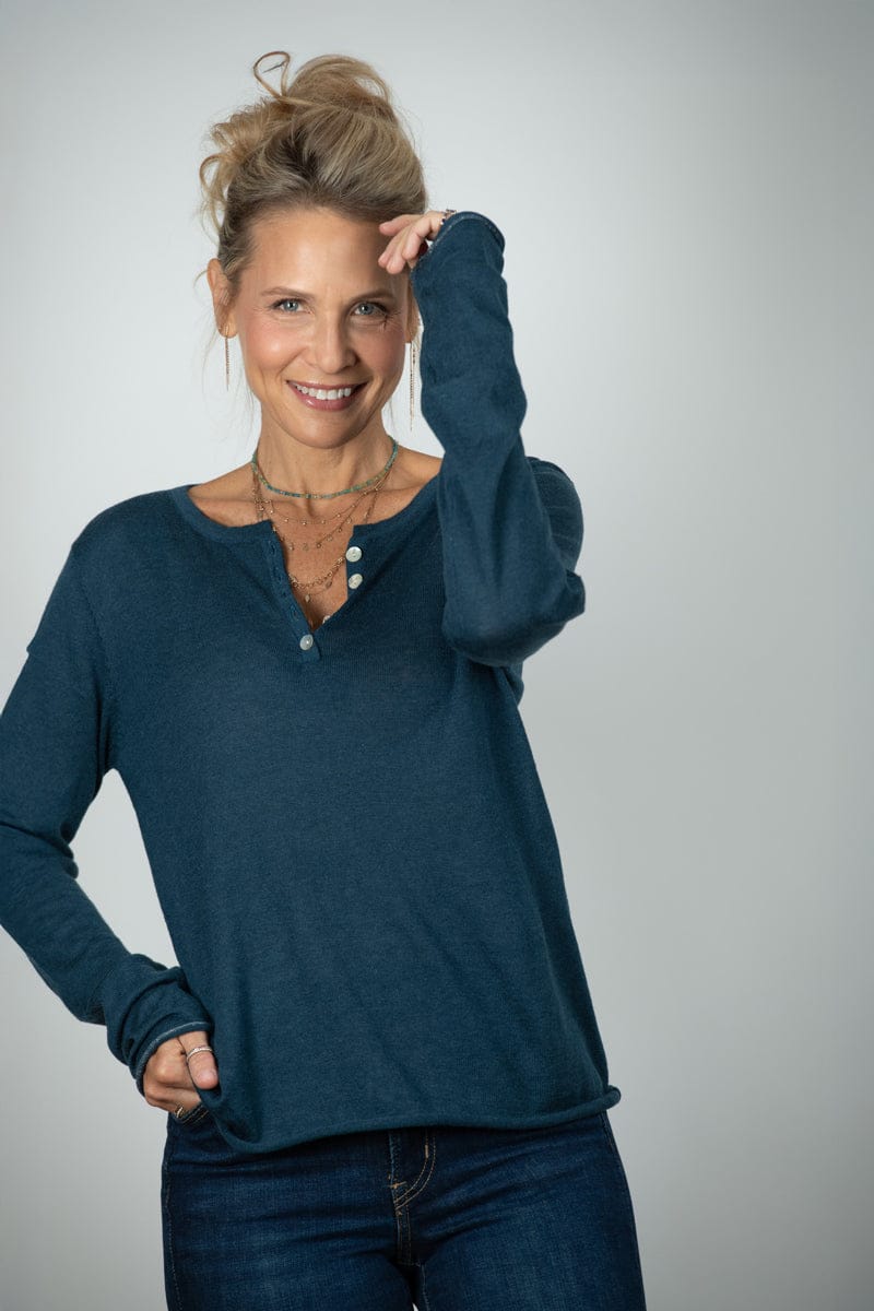 ECHO סריג כפתורים כחול