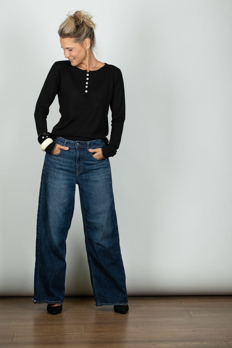 ECHO סריג כפתורים שחור