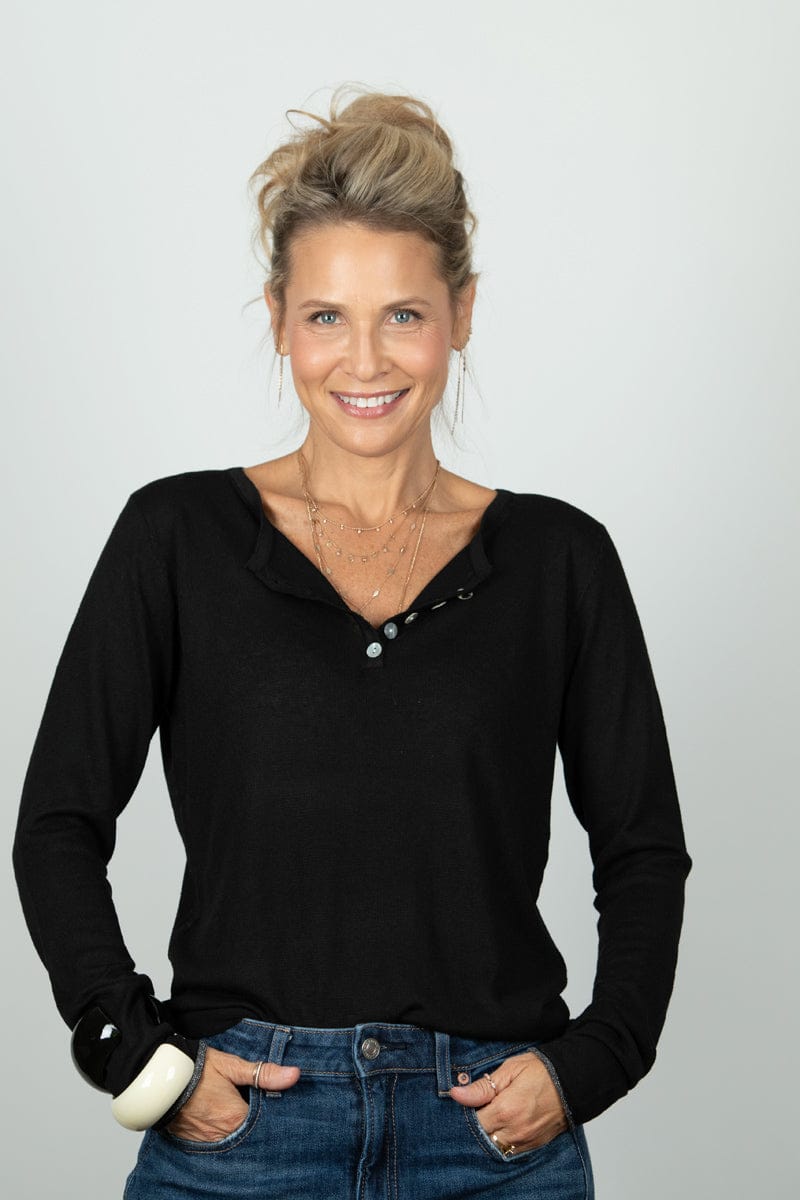 ECHO סריג כפתורים שחור