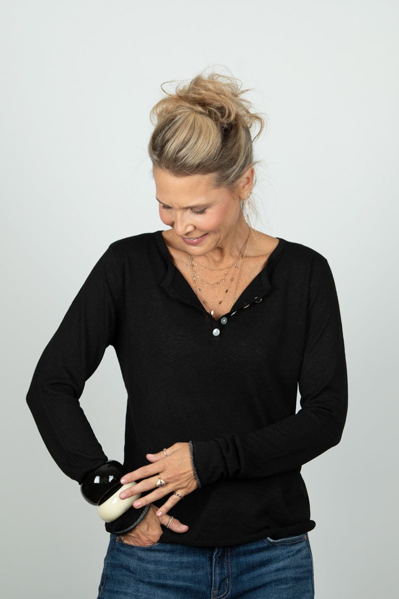 ECHO סריג כפתורים שחור