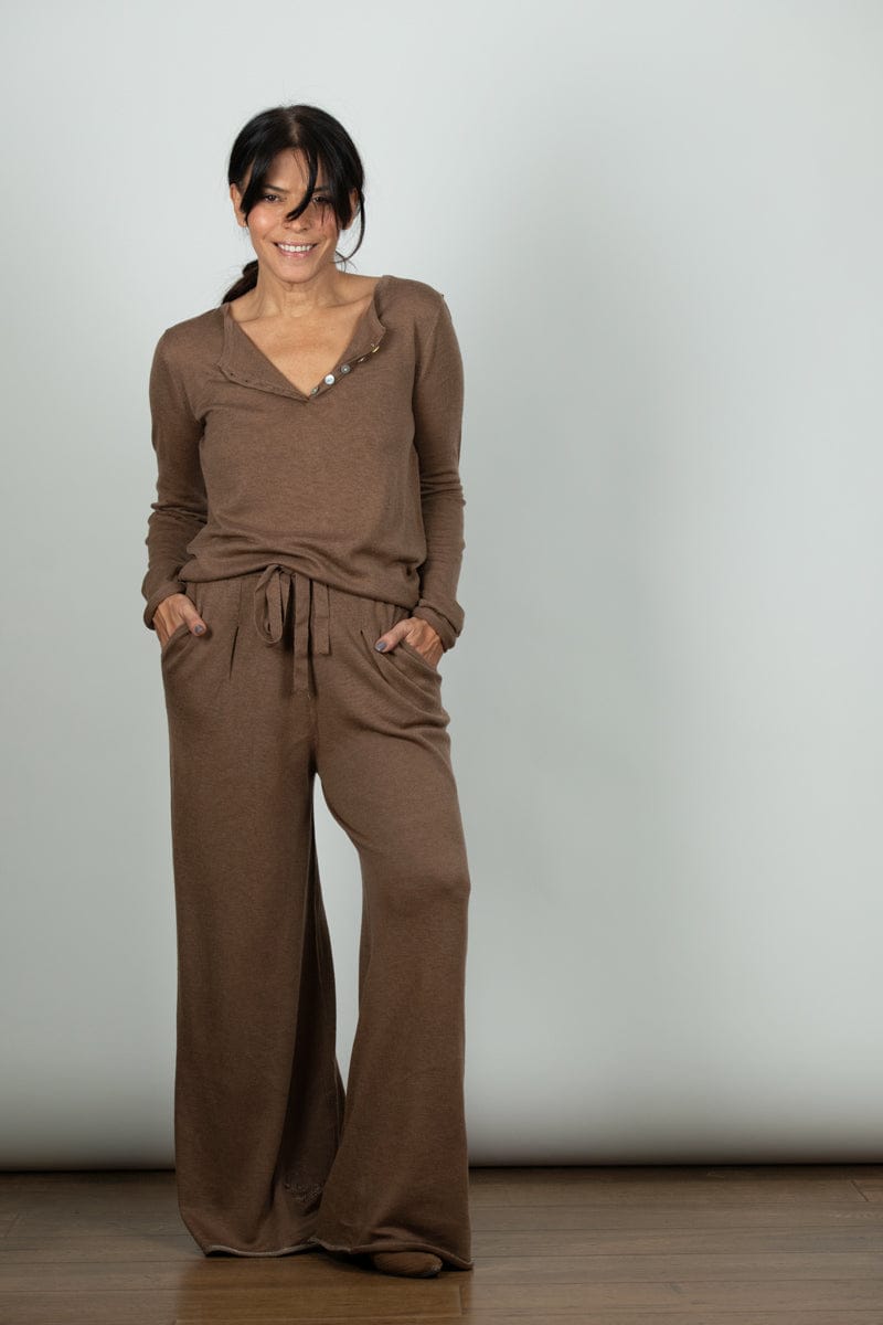 ECHO סריג כפתורים חום