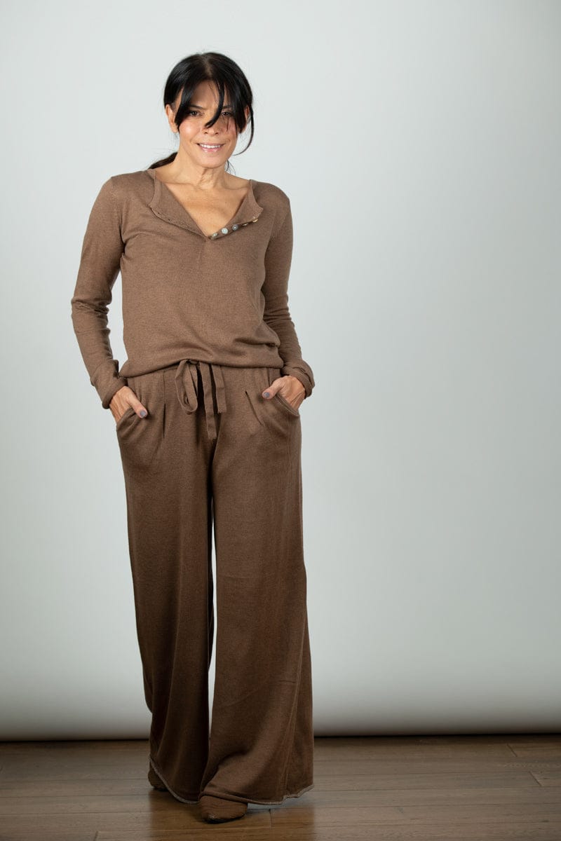 ECHO סריג כפתורים חום