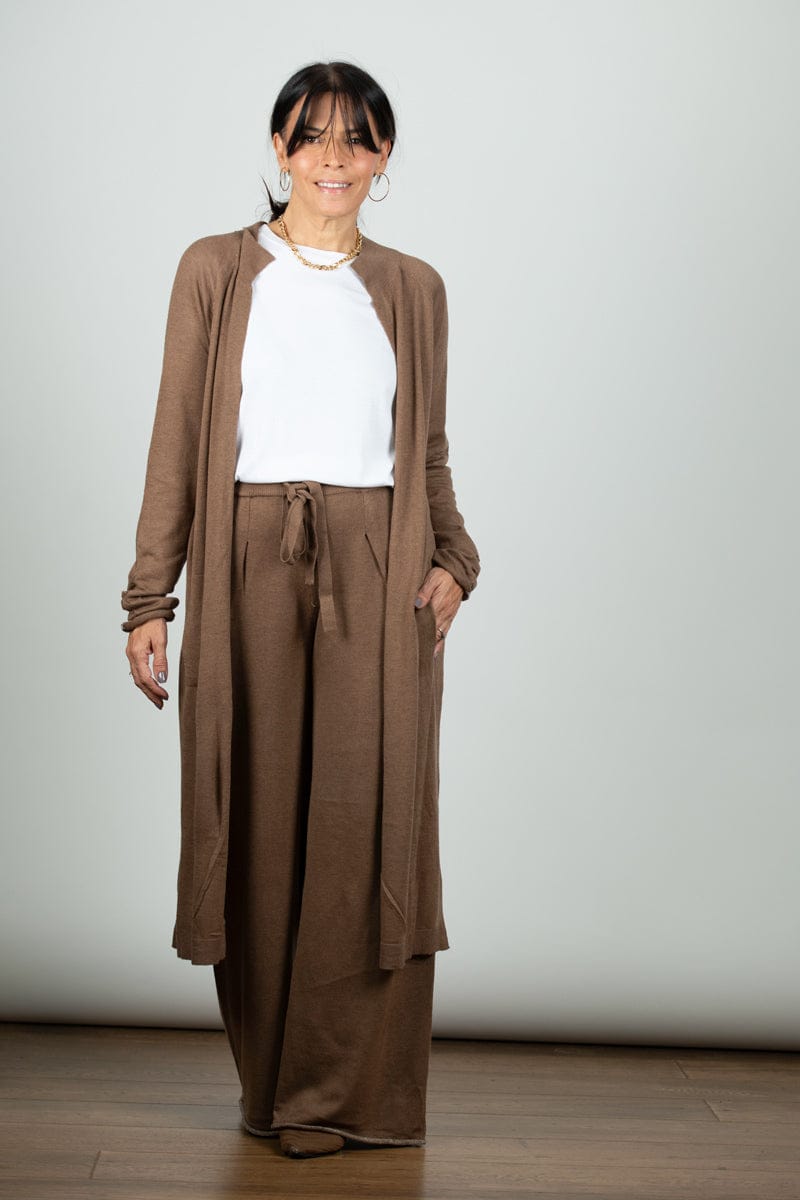 STILL מכנס סריג חום