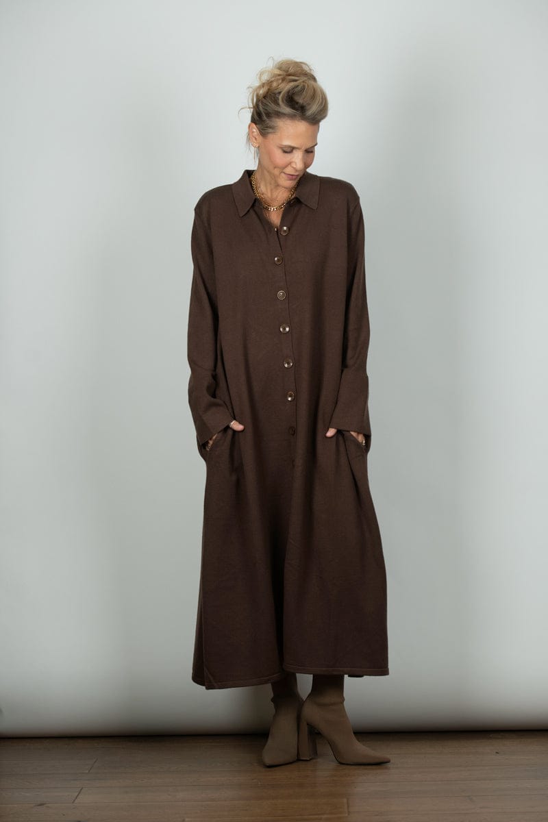 WHISPER שמלת סריג חומה