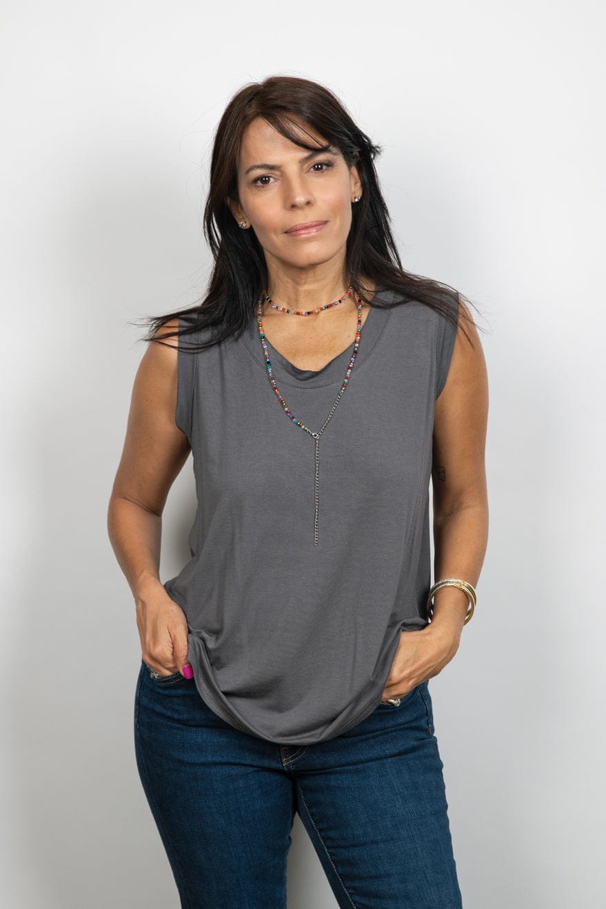 ELLI גופיה אפורה מעוצבת