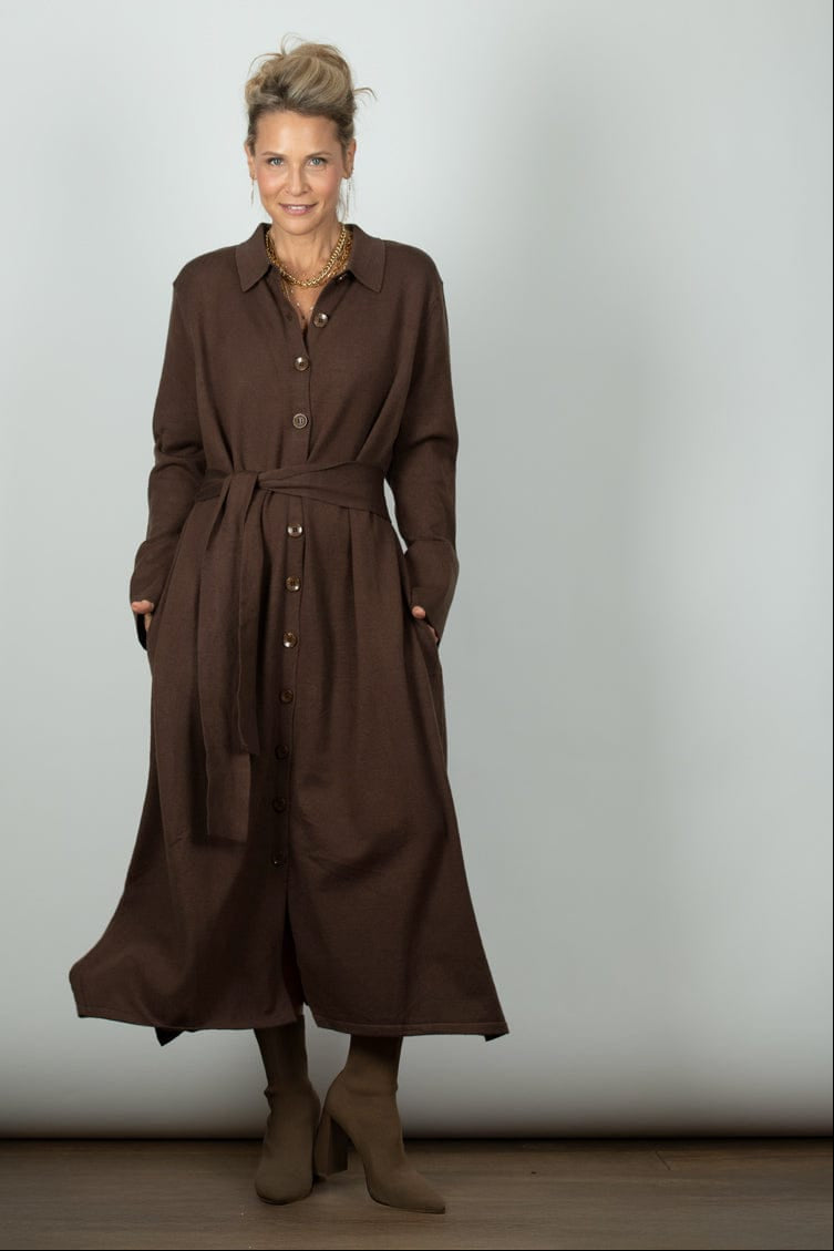 WHISPER שמלת סריג חומה