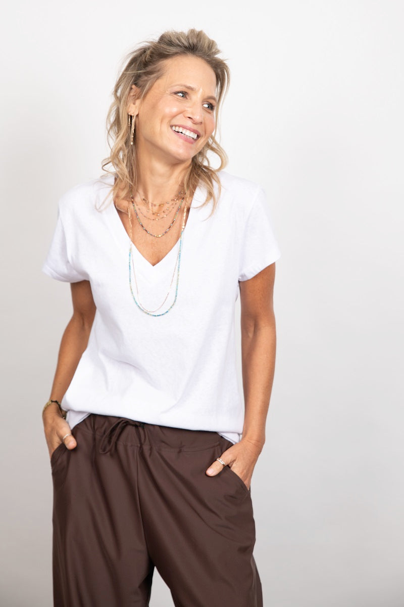 SHELL V חולצה בייסיק לבנה