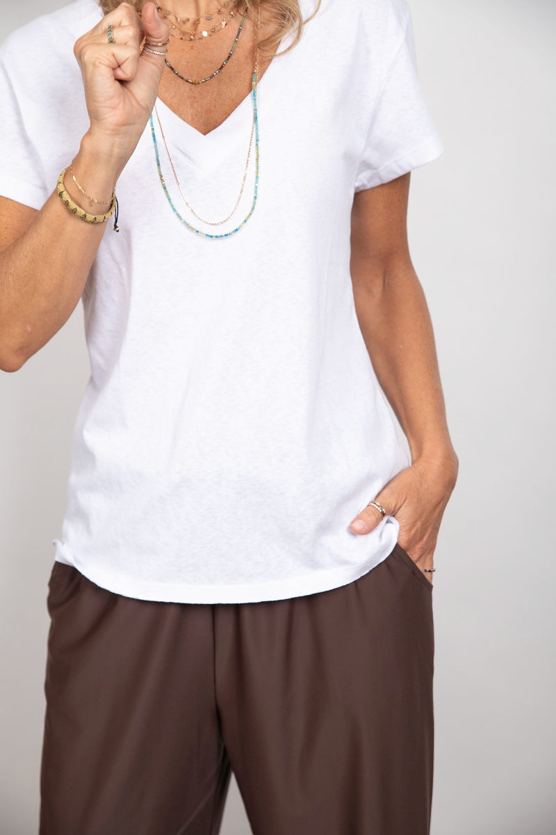 SHELL V חולצה בייסיק לבנה