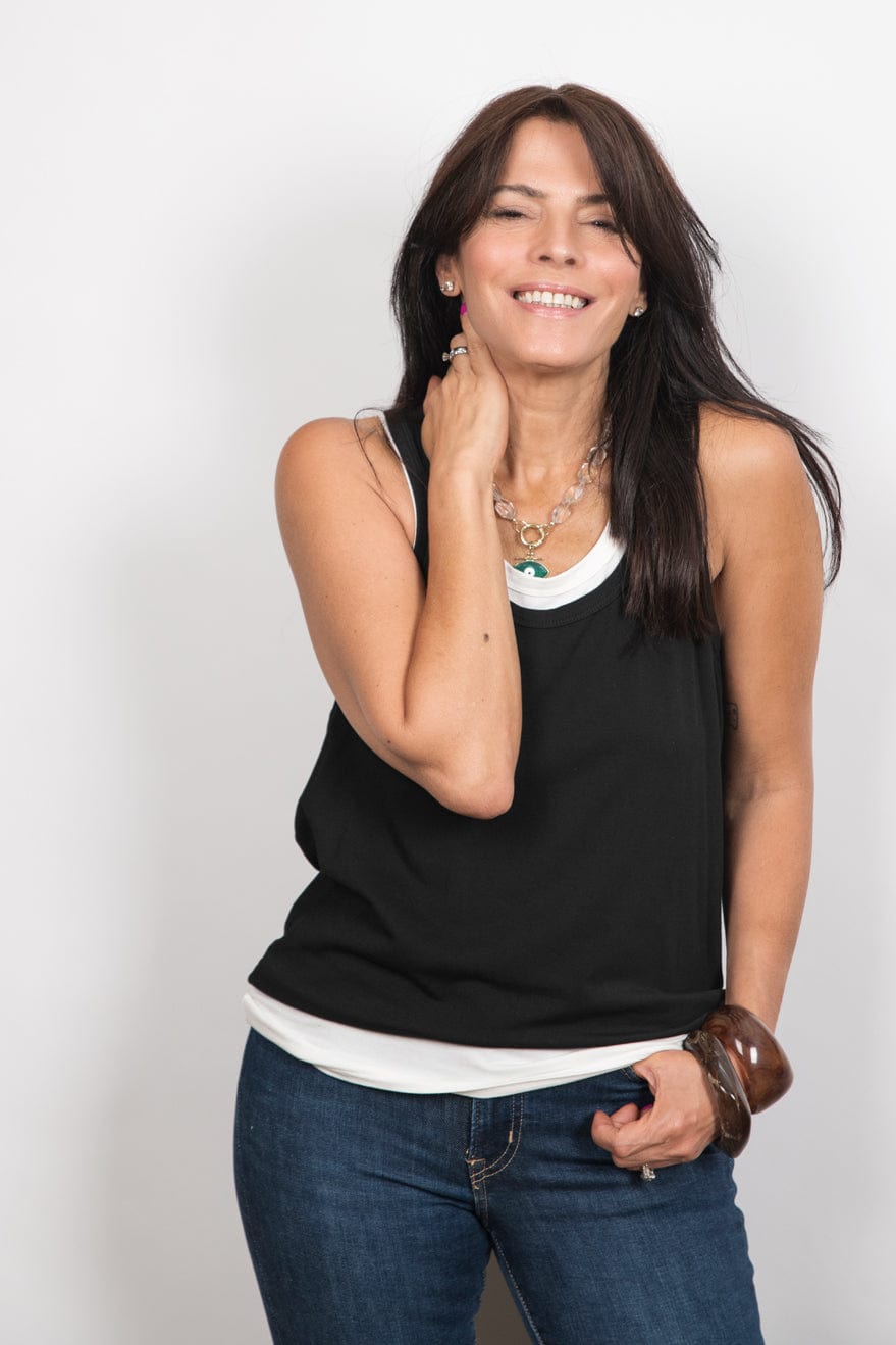 GUY גופיה שחור לבן