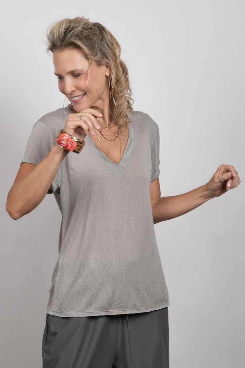 SHELL V חולצה בייסיק אפורה