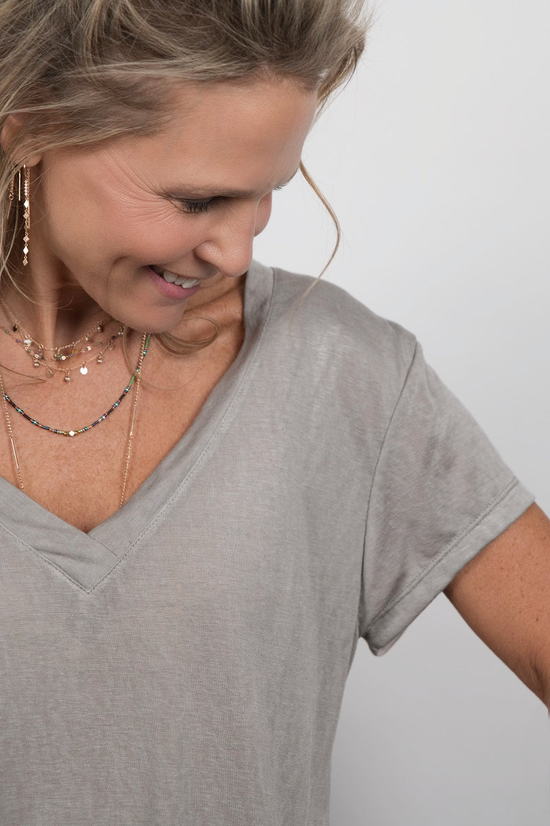 SHELL V חולצה בייסיק אפורה