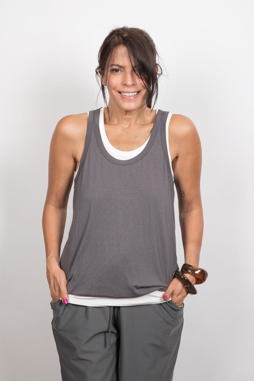 GUY גופיה אפור לבן