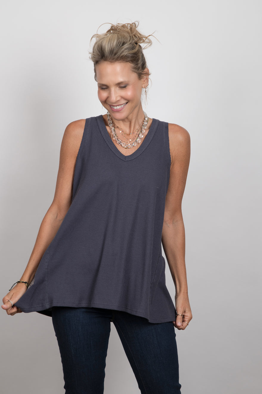 VIVI  V גופיה אפורה וופל