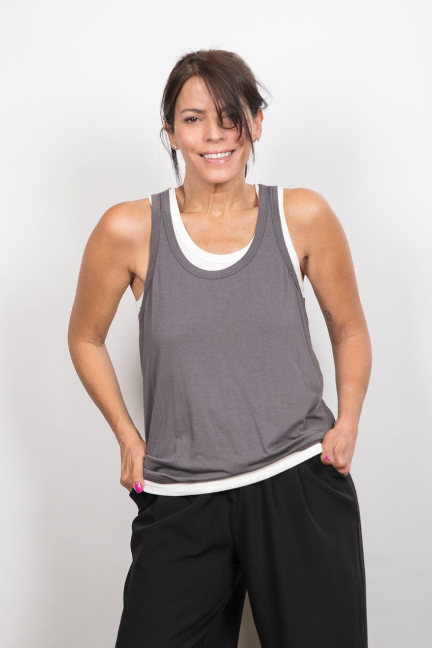 GUY גופיה אפור לבן