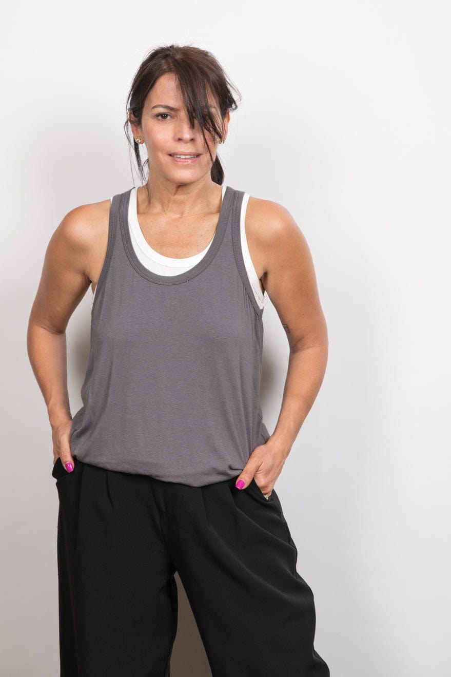 GUY גופיה אפור לבן