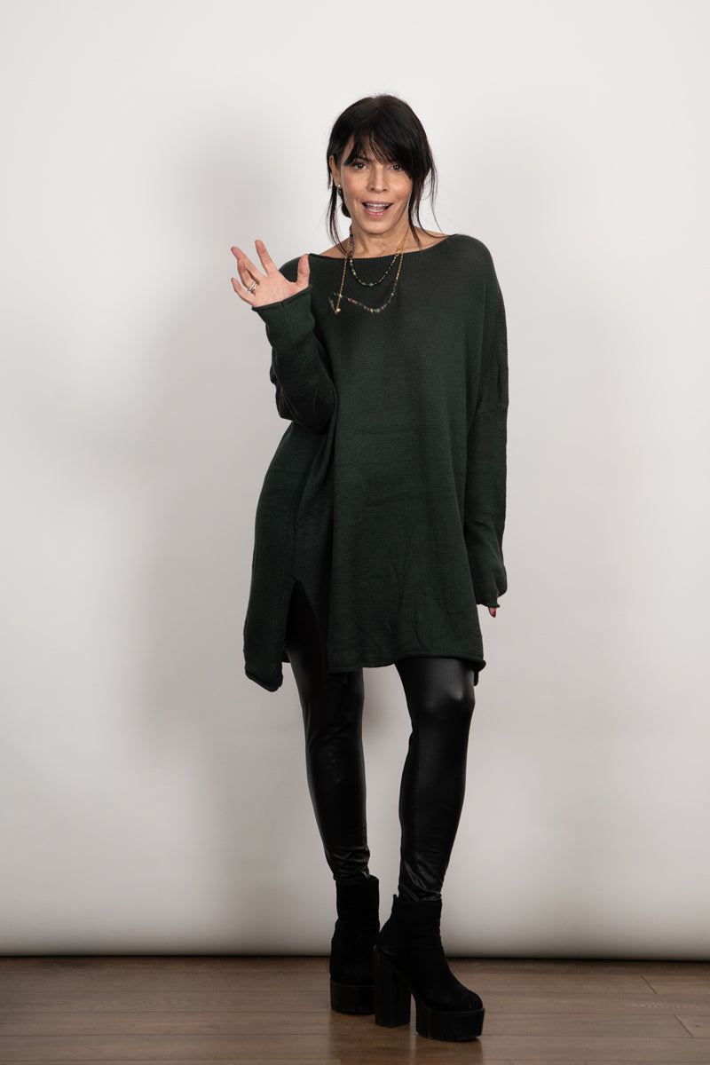 DUSTY סריג אוברסייז ירוק