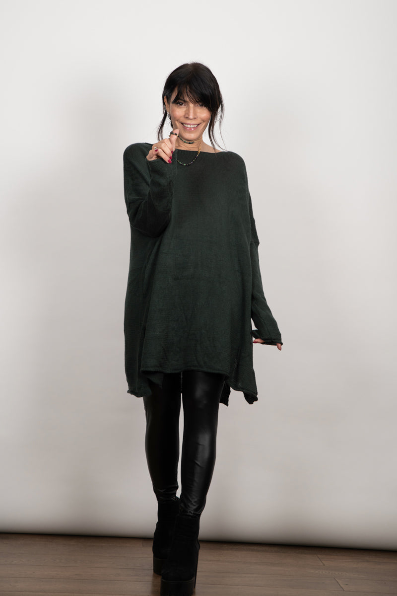 DUSTY סריג אוברסייז ירוק