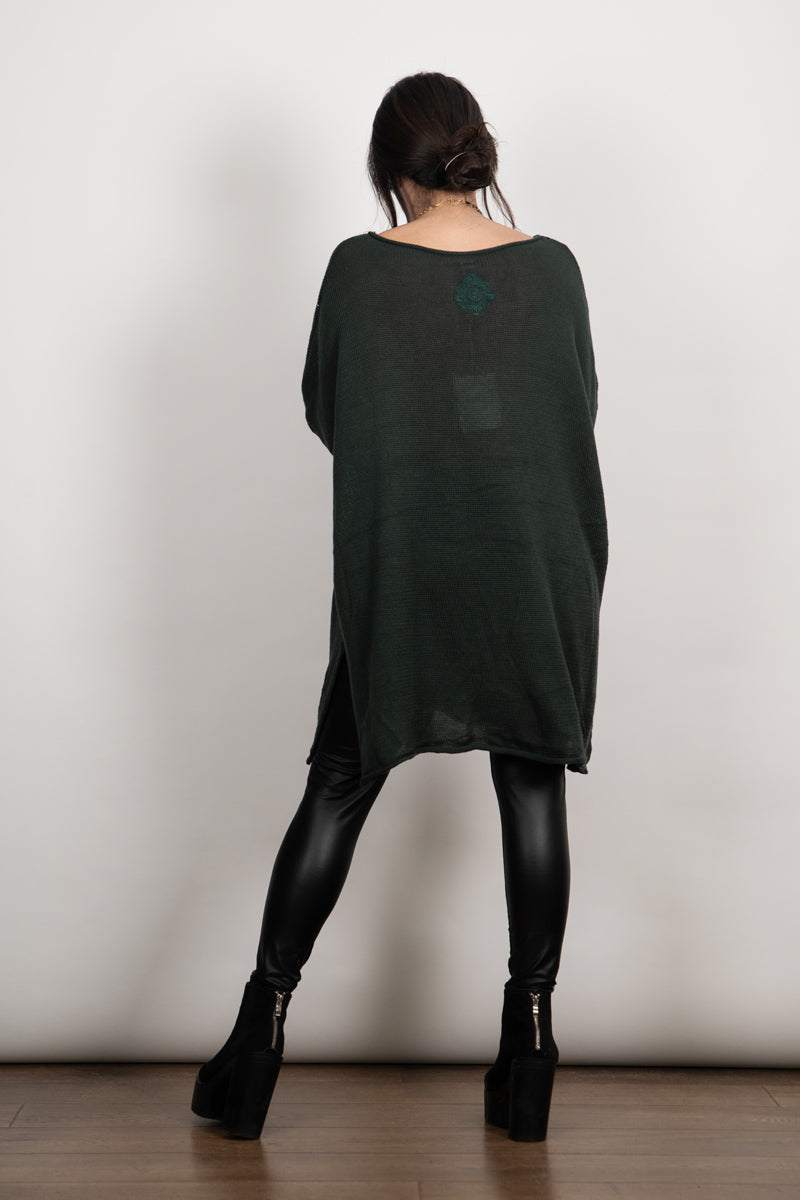 DUSTY סריג אוברסייז ירוק