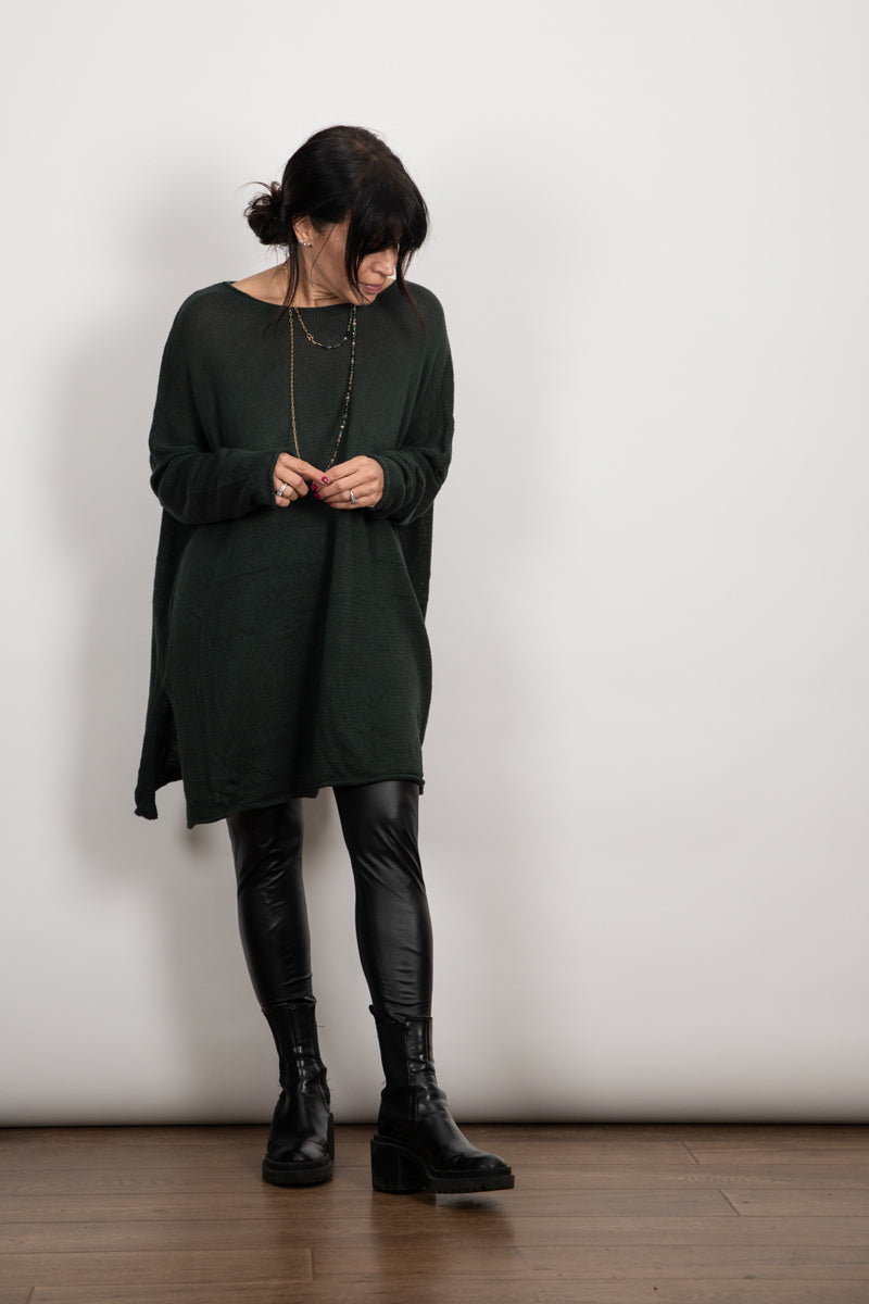 DUSTY סריג אוברסייז ירוק