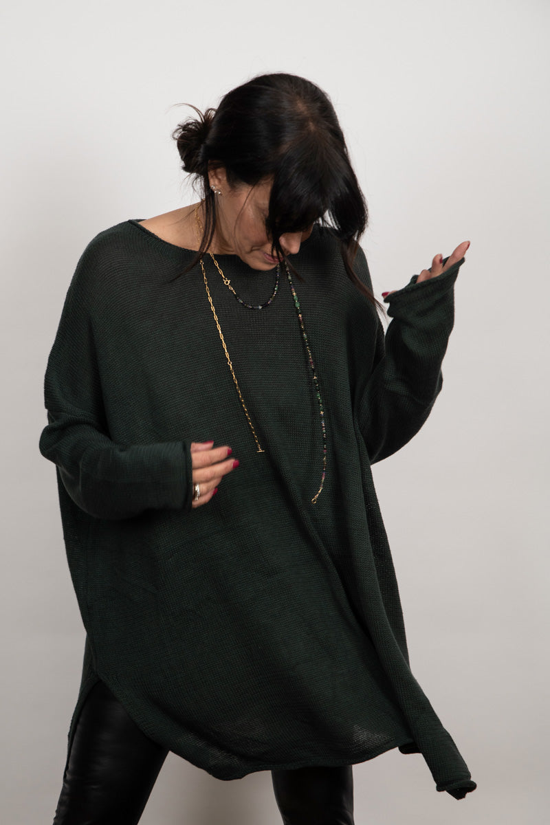 DUSTY סריג אוברסייז ירוק