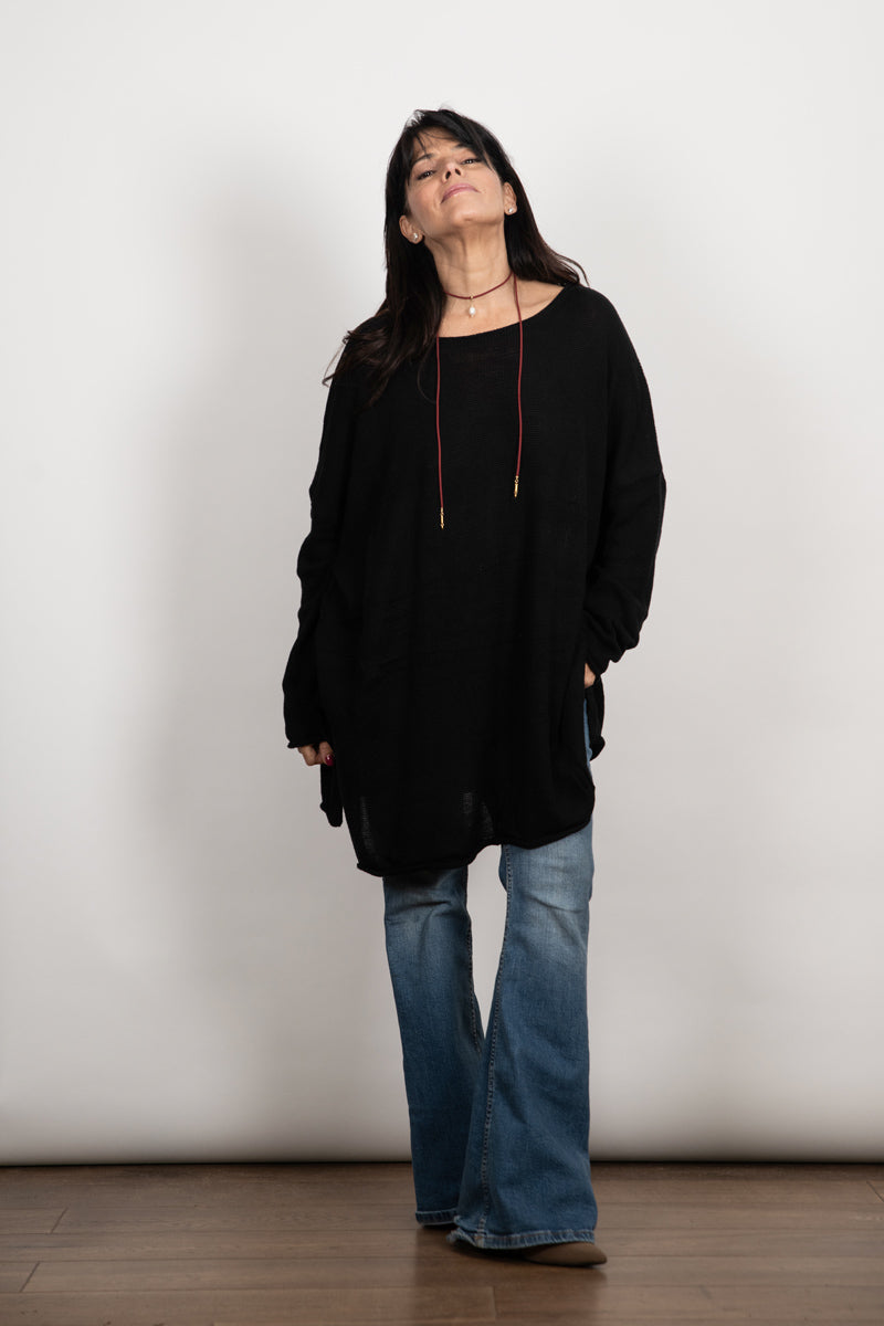 DUSTY סריג אוברסייז שחור גדול