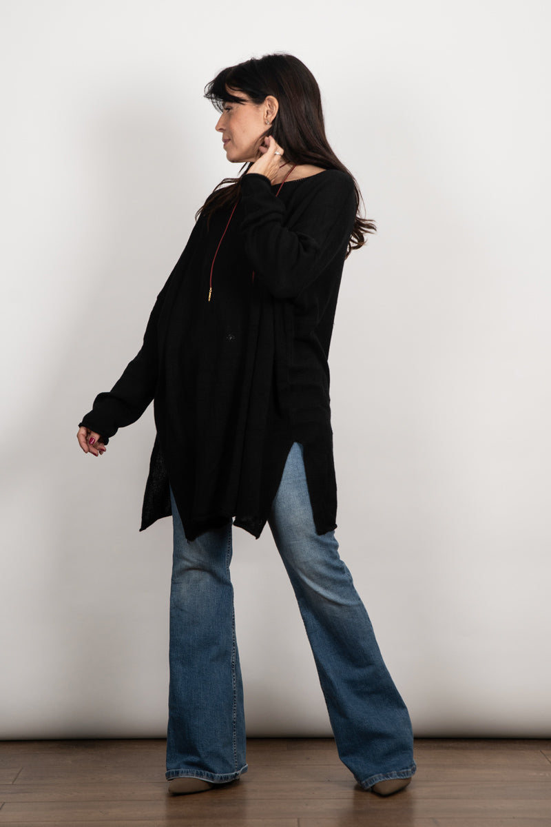 DUSTY סריג אוברסייז שחור גדול