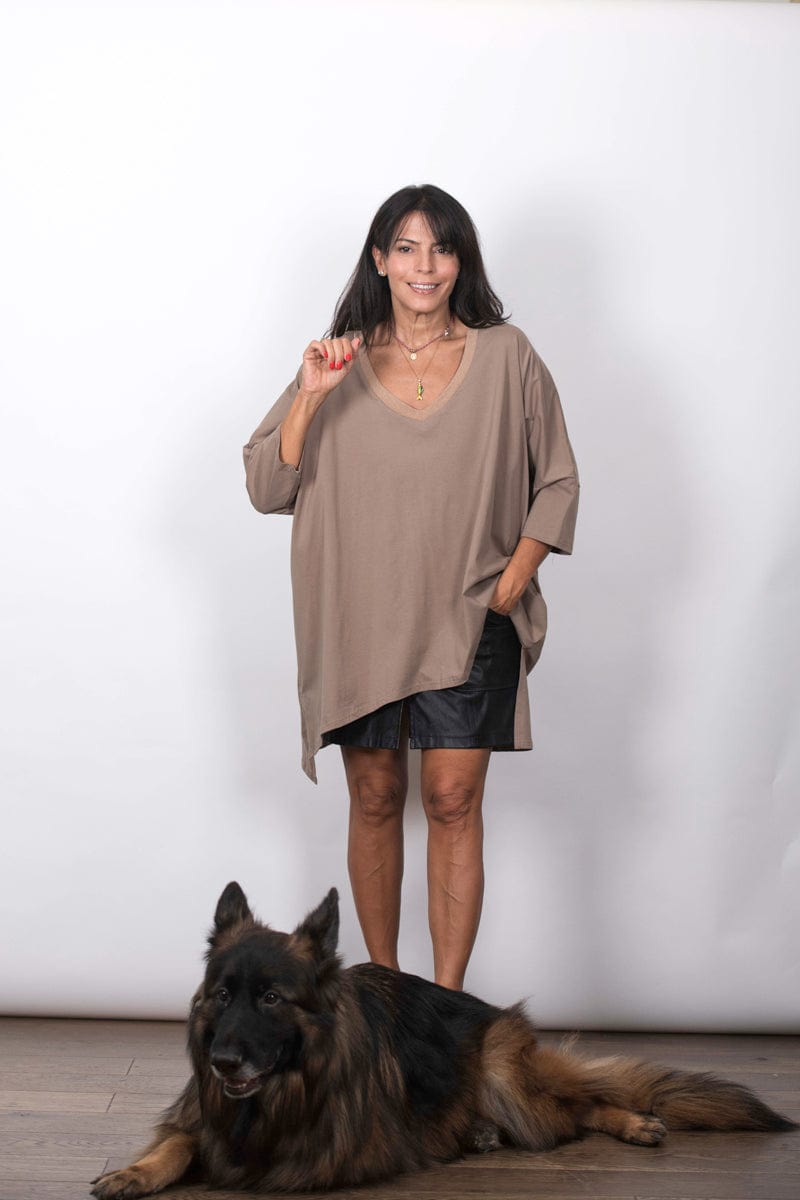 SHIN V חולצה קאמל אוברסייז