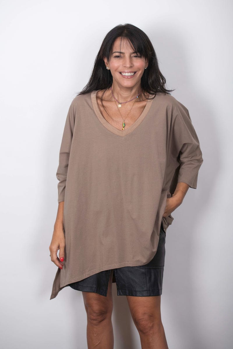 SHIN V חולצה קאמל אוברסייז