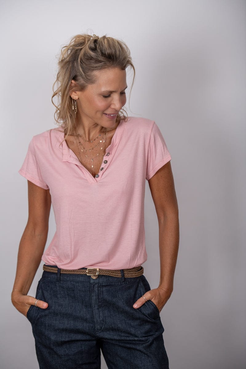 SISLEY חולצת כפתורים ורודה